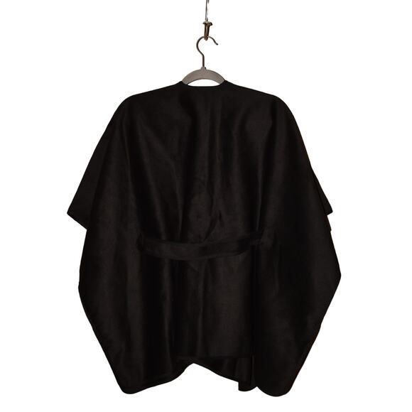 VINCE CAMUTO $98 Black Felt Belted Ruana Poncho Cape OS One Size - Picture 2 of 4